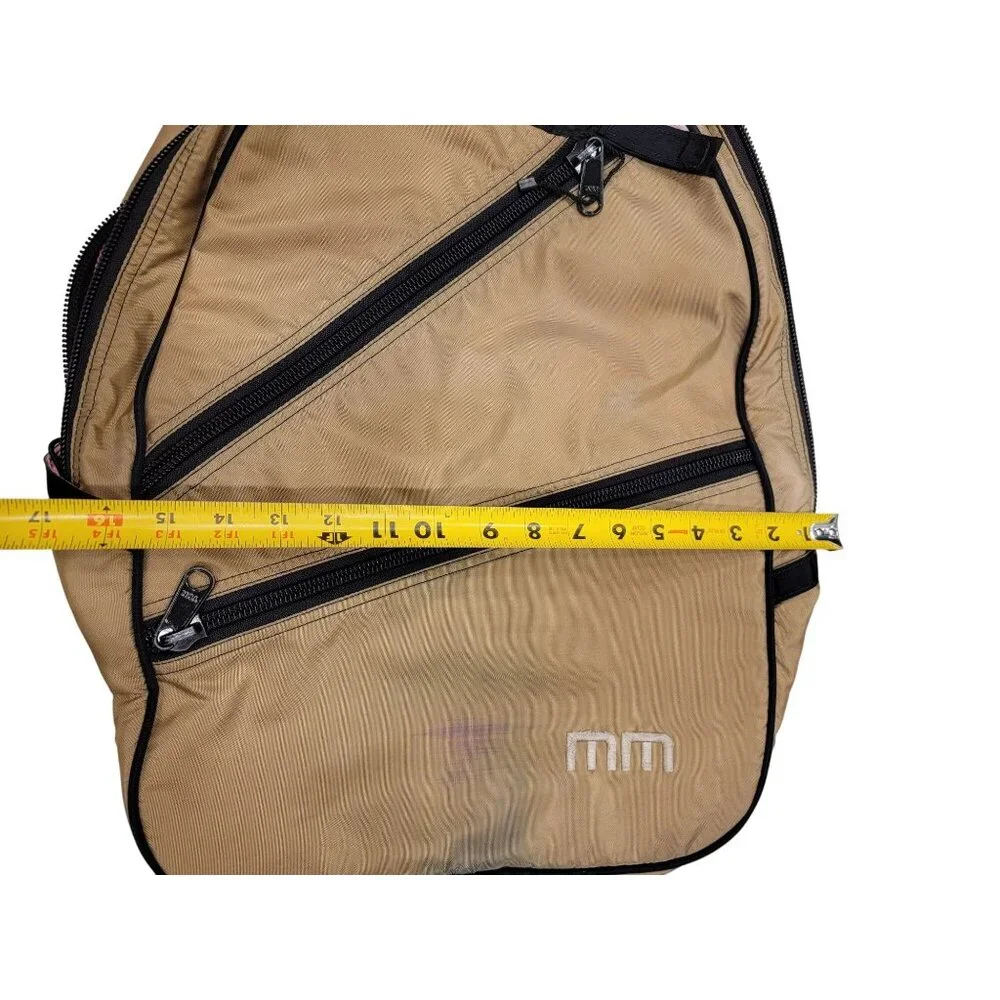 Maggie Mather Tan & Pink Sling Backpack With Multiple Zipper Pockets & Adjustabl - Picture 8 of 12